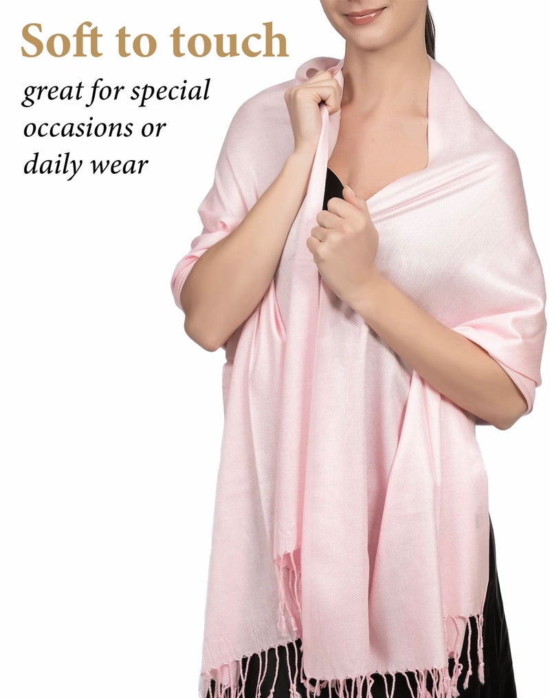 Achillea Soft Silky Pashmina Scarf for Women â€“ Shawl Wrap for Evening Dresses, Bridesmaids, Weddings & Everyday Wear (Light Pink) - Image 2